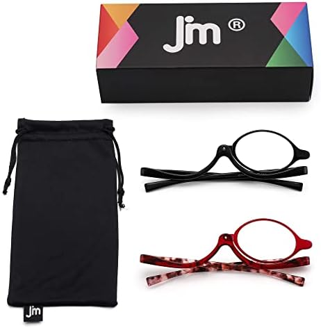 JM 2 Чифта Очила за Четене Грим, Увеличителни, Сгъваеми Козметични Ридеры за Жени + 3,5