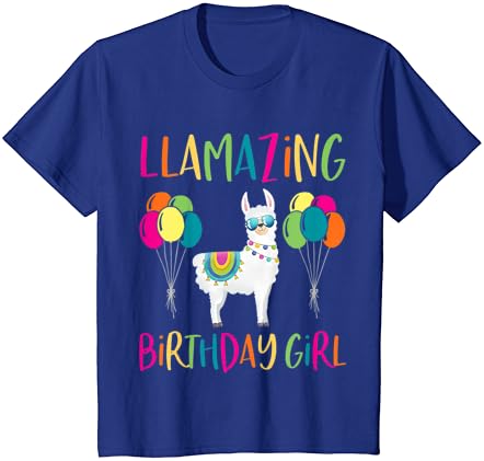 Подарък Тениска с Балони от Алпака за момичета с Лама За Рожден Ден LLamazing Party