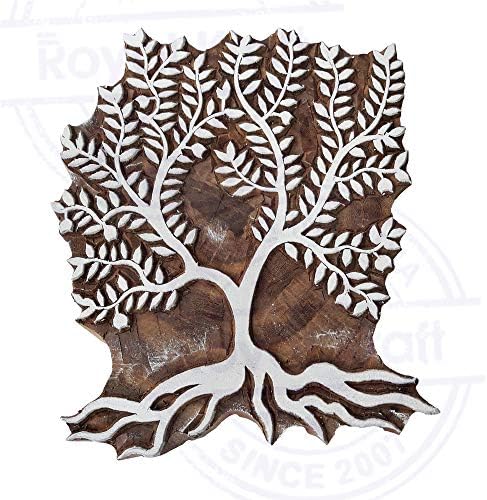 Изрежете Ръчно Печатни Блок Във Формата На Големия Лист На Дървото, Голям Дървен Печат