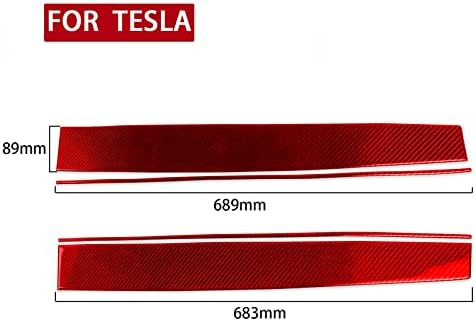 FINMOKAL 4 бр. Централна Конзола на арматурното табло, Червен Стикер от Въглеродни Влакна за Tesla, Модел 3 Y 2017-2022