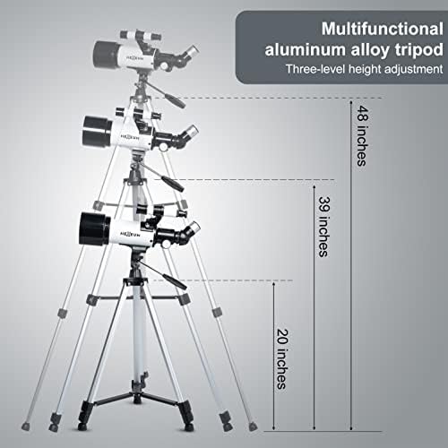 Телескоп 70 мм, с отвор от 500 мм - за възрастни и деца, Преносими Телескопи с астрономически пречупването, Определяне на AZ, Изцяло Многослойни Лещи, със статив, адаптер