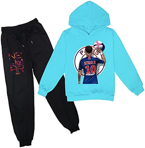 Bootfu/ Пуловер с качулка и спортни штанами за момчета, звезда футбол Неймар, Комплект от 2 теми, Спортни дрехи, Ежедневни Hoody
