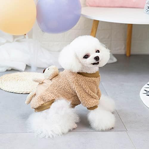Дрехи за домашни любимци, Есенно-Зимния Нов Плюшено Пуловер с Шарките на Малко Кученце на Гърба за Средни Кучета, Сладък Меки Дишащи