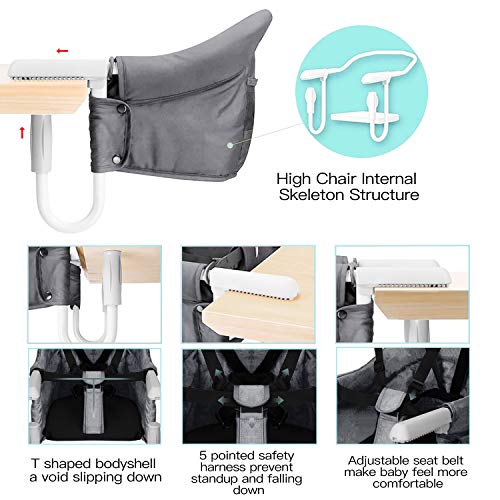 Foho Стол с плетене на една кука, Скоба на масата, Дизайн с високо натоварване, Сгъваем Стол за съхранение, Прикрепляемый до масата с чанта