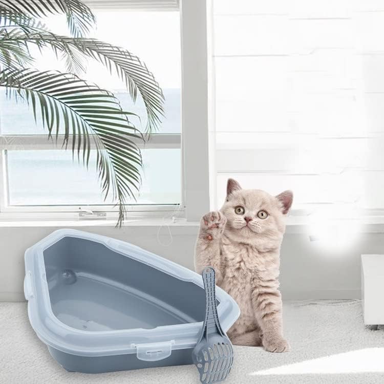 TJLSS котешката тоалетна за котки със защитата от Пръски, Тоалетен съд за домашни любимци, Открит плувен Триъгълник, е Много Голям