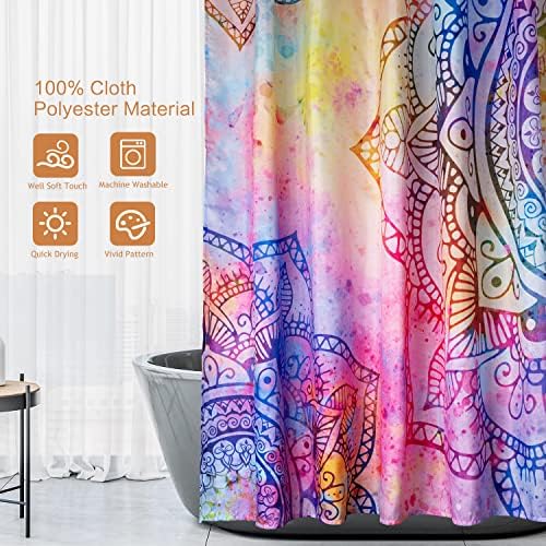Завеса за душ Lokigo Мандала, Цветни Цветя Завеса за душ, Цветя впечатлява със своя Бохемски стил Бохо за Домашен интериор