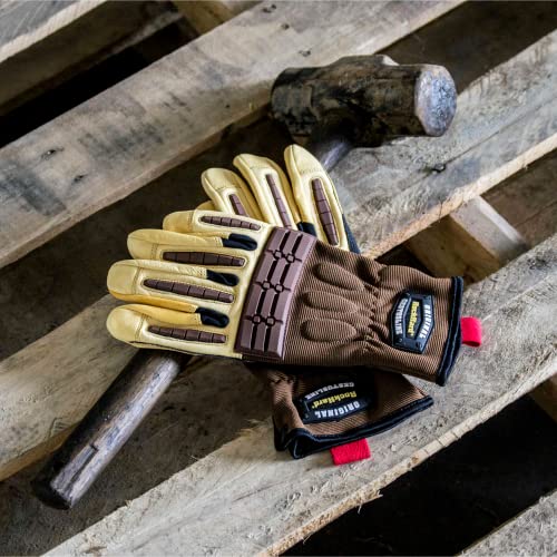 Работни ръкавици от естествена кожа Cestus Top Grain със защита от удари, ANSI Cut A1 (кафяви, 1 чифт) (2 голям размер)