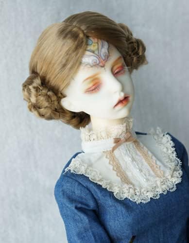 JD102 Балетната Кукла BJD Перуки, направени От Синтетични Мохера Аксесоари за кукли (Светло кафяво, 8-9 см)