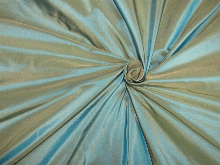 40 мм тяжеловесная переливающаяся синя х бежовата коприна тъкани от тафта ширина 54 ярд TAF 285