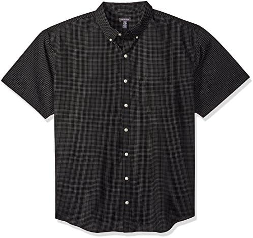 Мъжки Саржевая риза Van Heusen Big & Tall Big and Tall Без Бръчки С Къс ръкав и копчета За копчета