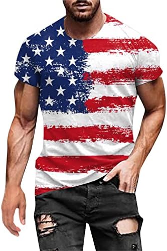 Голям и Висок за Мъжете Лятна Цифров Къс Ден Блуза с 3D Кръгла Принтом, Тениска с Кръгло деколте и Ръкав, Мъжки Ризи за Високи