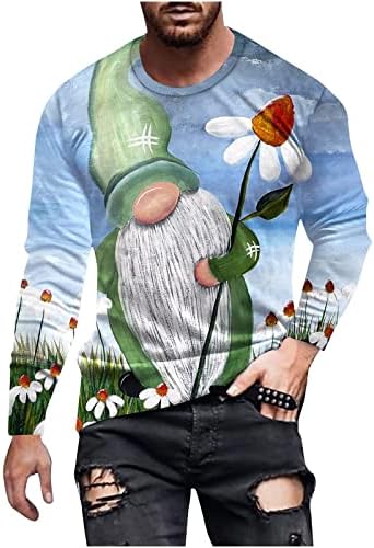 Мъжка Риза Kinrui с дълъг ръкав, тениски с принтом Трилистников на Св. Патрик, Блуза, Оборудвана Пуловер С ирландски принтом, Върхове
