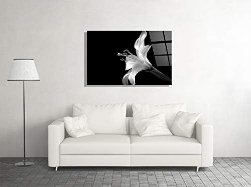 Genericc Лили Flover Nature Черно-Бял Принт Стъкло Стена На Изкуството, Изработени От Закалено Стъкло Луксозен Подарък