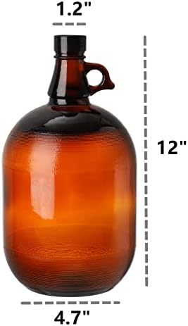 Стъклени Кани Dicunoy обем 1 литър, Кехлибарена бутилка, за да Ферментира с Херметически капак, Бутилка за вода с обем 128 грама с дръжка