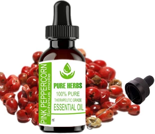 Етерично масло от Розов пипер Pure Herbs (Schinus molle) Чист и Натурален Терапевтичен клас с Капкомер 15 мл