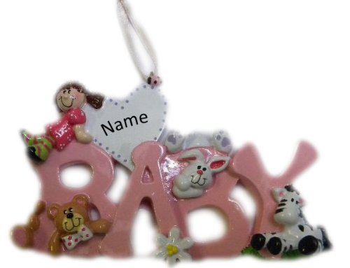 Персонализирани розово празничен подарък с надпис Baby Word, изкусно направена украса от ръцете