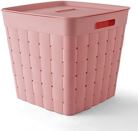 Кутия за съхранение на UFOM Wide Weave Розов цвят, с капак, 4 опаковки