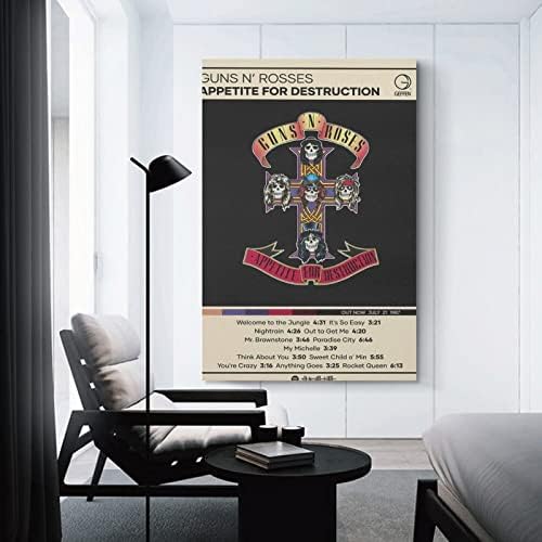 Плакат на Guns N' Roses Апетит за унищожаване, Плакат на платно, Украса Спални, Пейзаж, Офис, Подарък за рожден Ден, Свети Валентин, Без Рамка-112x18