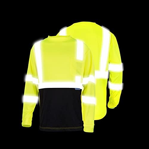 LX Светоотражающая Защитно Риза С Дълъг Ръкав, Светоотражающая Дишаща Тениска с Висока Видимост за Работа, Изграждане на Склад, Клас