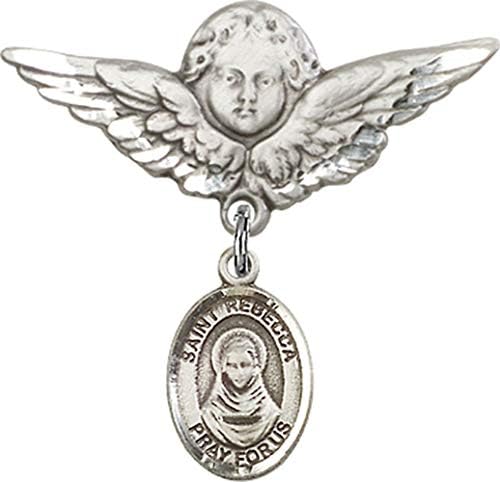 Детски икона Jewels Мания за талисман на Света на Ребека и икона на Ангел с крила на Булавке | Детски икона от Сребро с