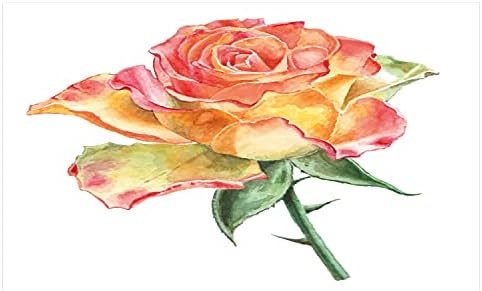 Керамични Държач за четка за зъби Ambesonne Rose, Боядисани ръчно, Акварел Роза с Живи Листенца, Вдъхновена от Ботанически цветя, Декоративна