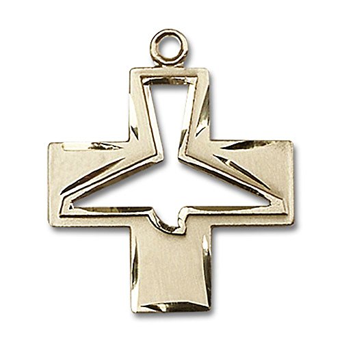 медал на Светия Дух от 14-каратово жълто злато с размер 1 1/8 х 1 инч