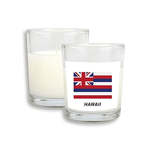 Контур На Американския Държавен Флаг На Хавай Бели Свещи Стъклен Ароматизиран Восък, Тамян