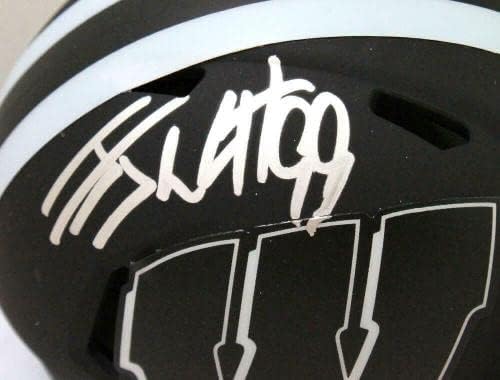 Мини-Каска JJ Watt с автограф Wisconsin Badgers Eclipse Speed Mini Helmet - JSA W * Silver - Мини-Каски за колеж с автограф