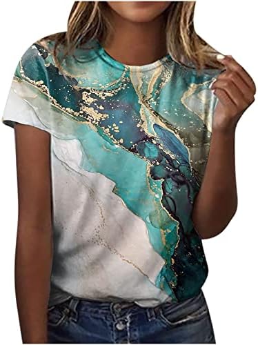 Блуза За Момичета Есен-Лятото с Къс Ръкав 2023 Памук Кръгла Деколте Лодка Графичен Случайни Топ Тениска за Жени A3
