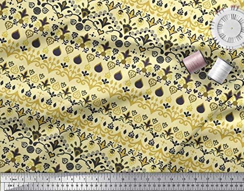 Парцела текстилната тъкан от futon трикотаж Soimoi ширина 58 см, с художествен модел Пейсли и цветисти принтом