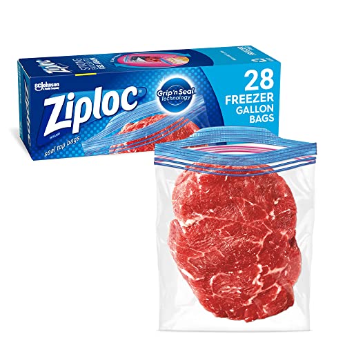 Пакети-фризери Ziploc на галон за съхранение на продукти, технология Grip 'n Seal, за да се улесни захващане, отваряне и затваряне,