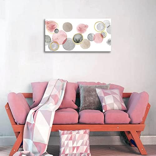 TIDOES Rose Акварельное Платно в кръгла точка, Стенно изкуство - Интериор на стаята за момичета - Розово Стенно изкуство с мехурчета