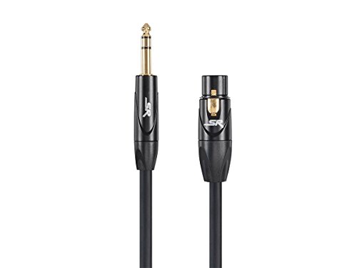 Штекерный кабел Monoprice XLR към штекерному кабел 1/4 инча TRS - 1,5 Метра - Черно, 16AWG, Позлатени - Серия Stage Right