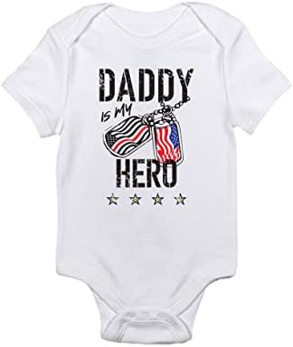 TeeNow - Daddy Is My Hero (Всички клонове в индивидуален цвят) - Боди за новородени в стила на армията на САЩ - Момче / Момиче
