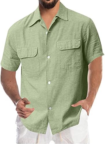 YangqiGY Летни Ризи за мъже, Мъжки тениски, Бельо Риза с копчета за Мъже, Ежедневни Обикновена Тениска за Почивка на Плажа, Ризи