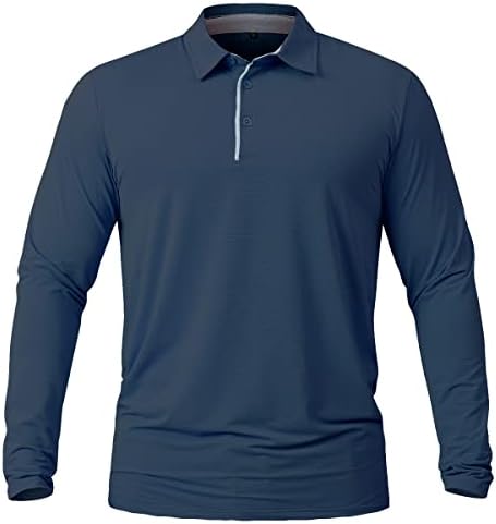 NAVEKULL Мъжки Производствена Лека Риза Поло с дълъг Ръкав, Бързосъхнеща, Впитывающая Влага Спортна Риза за Голф