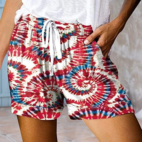Патриотични дамски шорти на експозиции RUIRUILICO 2023, 4 юли, летен ежедневни панталони, разтеглив струящиеся плажни къси панталони с