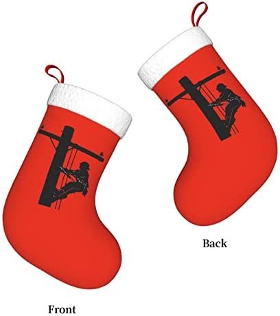 Yuyuy Lineman Силует Коледен Отглеждане Празнична Украса Камина Окачен На Стелката 18 Инча(А) А) Чорапи