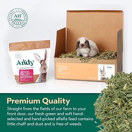 Анди Alfalfa Hay Premium Бъни & Rabbit Food, кутия с тегло 7 кг, идеална храна е за младите и дребни животни за морско свинче,