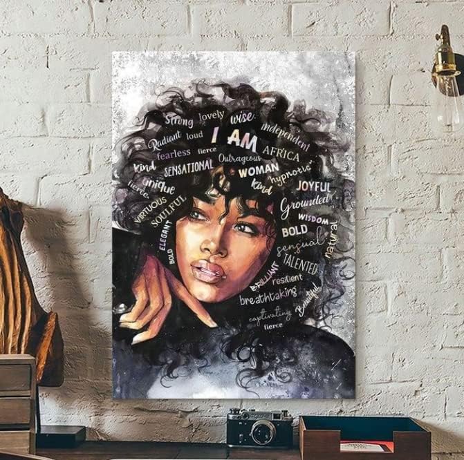Черната Кралица на Платното за монтаж на стена Арт Афроамериканский Плакат Черни Жени Платно Стенно Изкуство Абстрактни