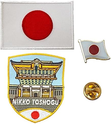 Нашивка с бродерия A-ONE - Нико Тошогу + Нашивка с флага на страната на Япония, Традиционна Храм, Емблема на японския храм, Лесно