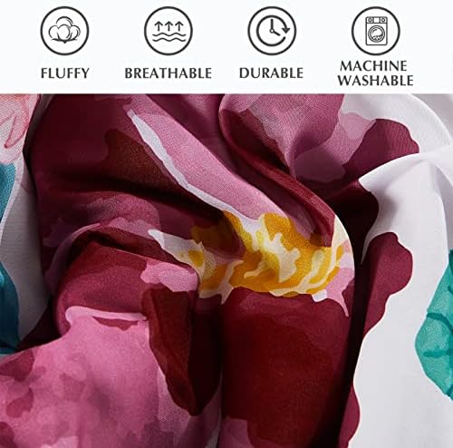 Комплект одеяла CASAAGUSTO Queen - 3 броя, комплект, одеяла с цветен модел под формата на розови листа, Пуховый Алтернативен Комплект