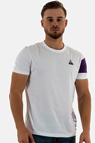 Мъжки Памучен тениска Le Coq Sportif Saison с къс ръкав Оптични цветове от Бял памук