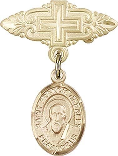 Детски икона Jewels Мания чар на Св. Франциск от свинска Мас и игла за бейджа с Кръст | Детски икона с чар на Св. Франциск от
