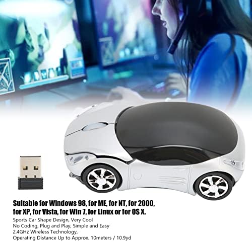 Dilwe 2,4 Ghz Безжична Автомобилна Мишка с USB приемник, 3D Спортен Автомобилен Стайлинг Детска Мишката за Win 7/XP/98/2000, Linux