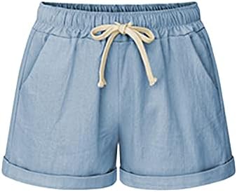 Летни Къси панталони с завязками за жени, Широки Ежедневните Свободни Обикновена Плажни Панталонки с Еластична талия, Удобни къси Панталони