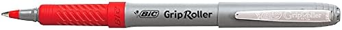 Дръжка BIC Roller Glide Grip с подобрена ръкохватка, Тънък (0,7 мм), Червени, Модерен вид, 12 броя