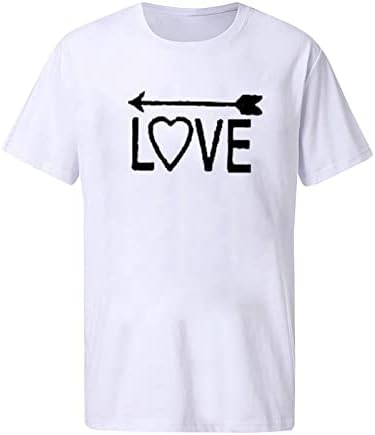 Лятна Тениска за Късна Закуска за Момичета, Комфортна Цветна Дрехи с Къс Ръкав, Блуза Памучен Образец на Любовта, Риза за Дами FQ
