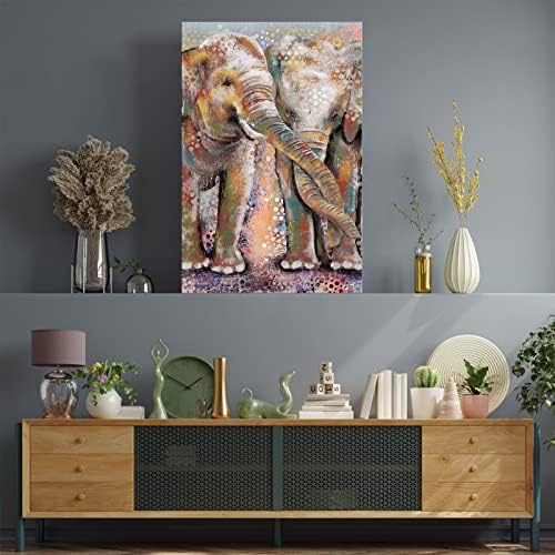 Красива Картина под формата на Слон, Платно, Стенно Изкуство, Слон, Двойка, Графити, Арт Принт, Wlidlife, Африкански Картини