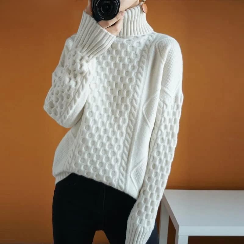 Пуловер Дебела Поло Однотонная Блуза Вязаная Долна Риза Женски Свободни Топове Пуловер Есен Зима